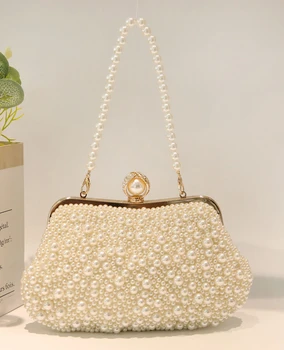 Dinner bag cute style handmade beaded bag, banquet dress bag, casual handbag, pearl bag, compact