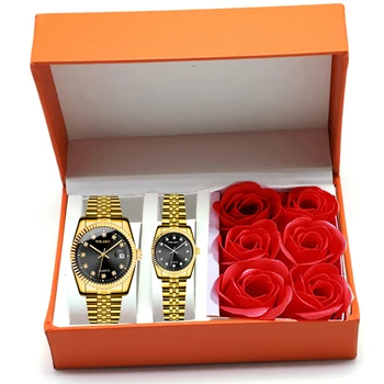 Couple watch set Calendar Top Luxury Waterproof Couple watch Love Women and Titan Men Unisex Stainless Steel Quartz Watch