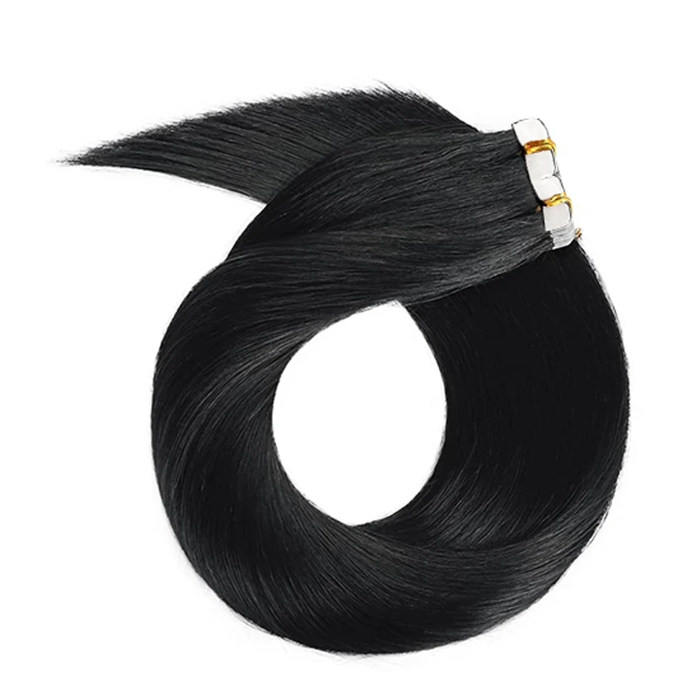 Přírodní černé rovné prodlužování vlasů s páskou 16-26 palců, 100% Remy lidské vlasy, kožní útek pro salon_voghion.com