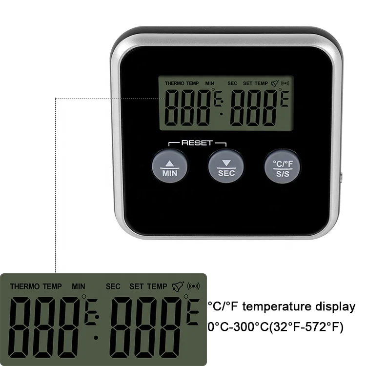 CE RoHS LFGB digital food thermometer with temperature and timer function  meat thermometers for cooking refrigerator thermometer