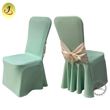 JC-CC005 Cheap price luxury style high quality green color wedding Banquet Spandex Chair Cover with Yellow bow
