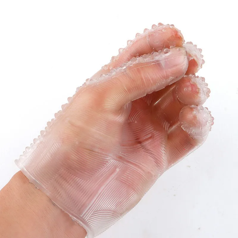 Free Custom Box - Soft Glue Strap on Finger Spiked Gloves Sex Toy Women Vaginal Anal Massage Couple Game Tools