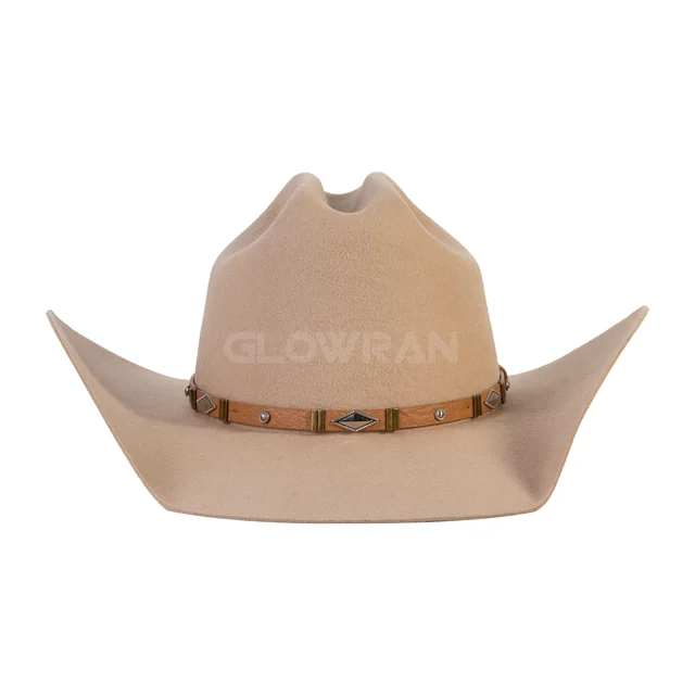 GlowRan Wholesale 100% Australia Wool Classic Cowboy Sombreros Felt Hats For Men Custom Logo