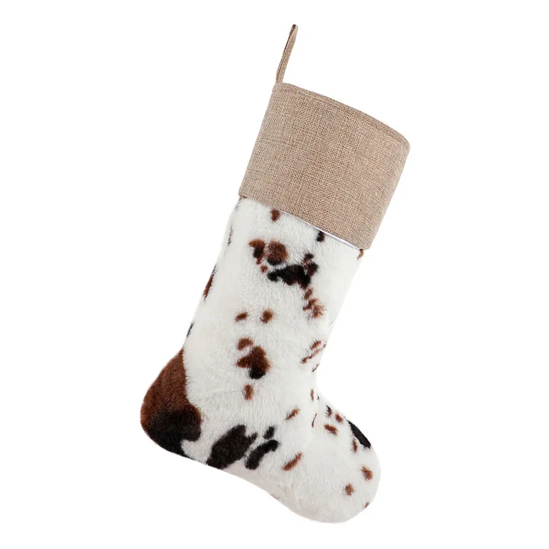 Cow Print Fur Christmas Stocking Candy Bag Plush Christmas Stocking  Christmas Stocking Stuffers For Adults - Buy Cow Print Fur Christmas