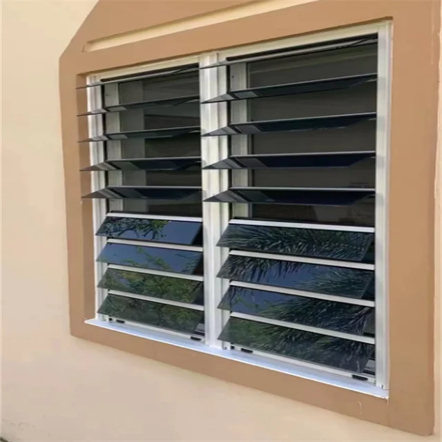 Customized Modern UPVC Tempered Glass Shutters Adjustable Sash Blinds for Home and Villa