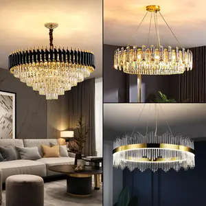 Zeal Lighting Modern Dimmable Crystal Metal Led Chandeliers Pendant Lights Ceiling Luxury for Dinning Room