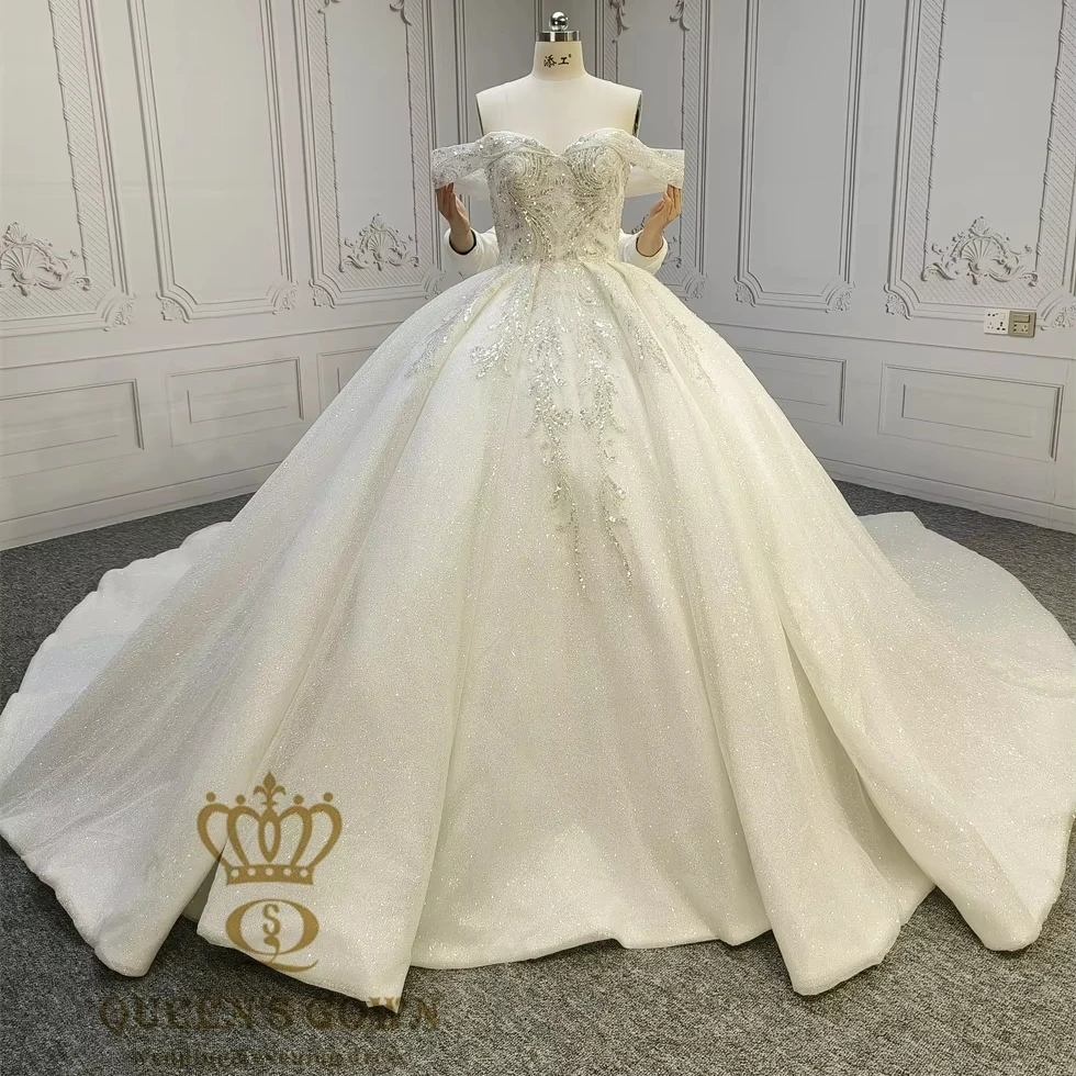 worst dressed golden globes 2025 Demi-G Glitter Tulle A-Line Wedding Dress with Lace – Avery Austin main image 1