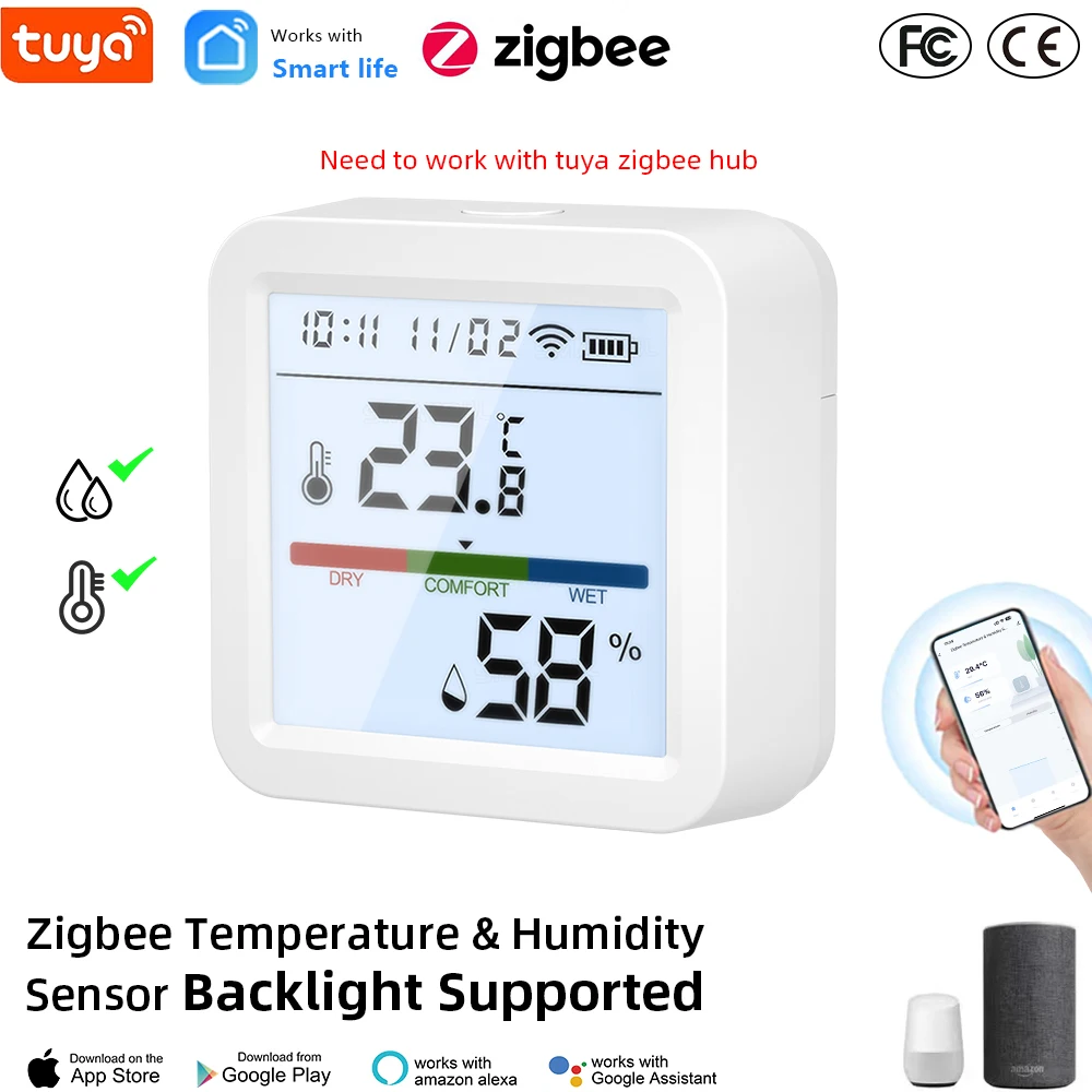 1pc Thermomètre Intelligent Zigbee Tuya Pour La Maison Capteur De