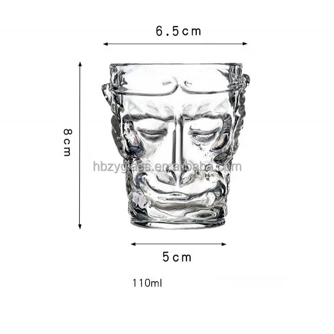 Manufacturers wholesale 110ml Transparent frosted Creative Monkey King shape glass cup factory