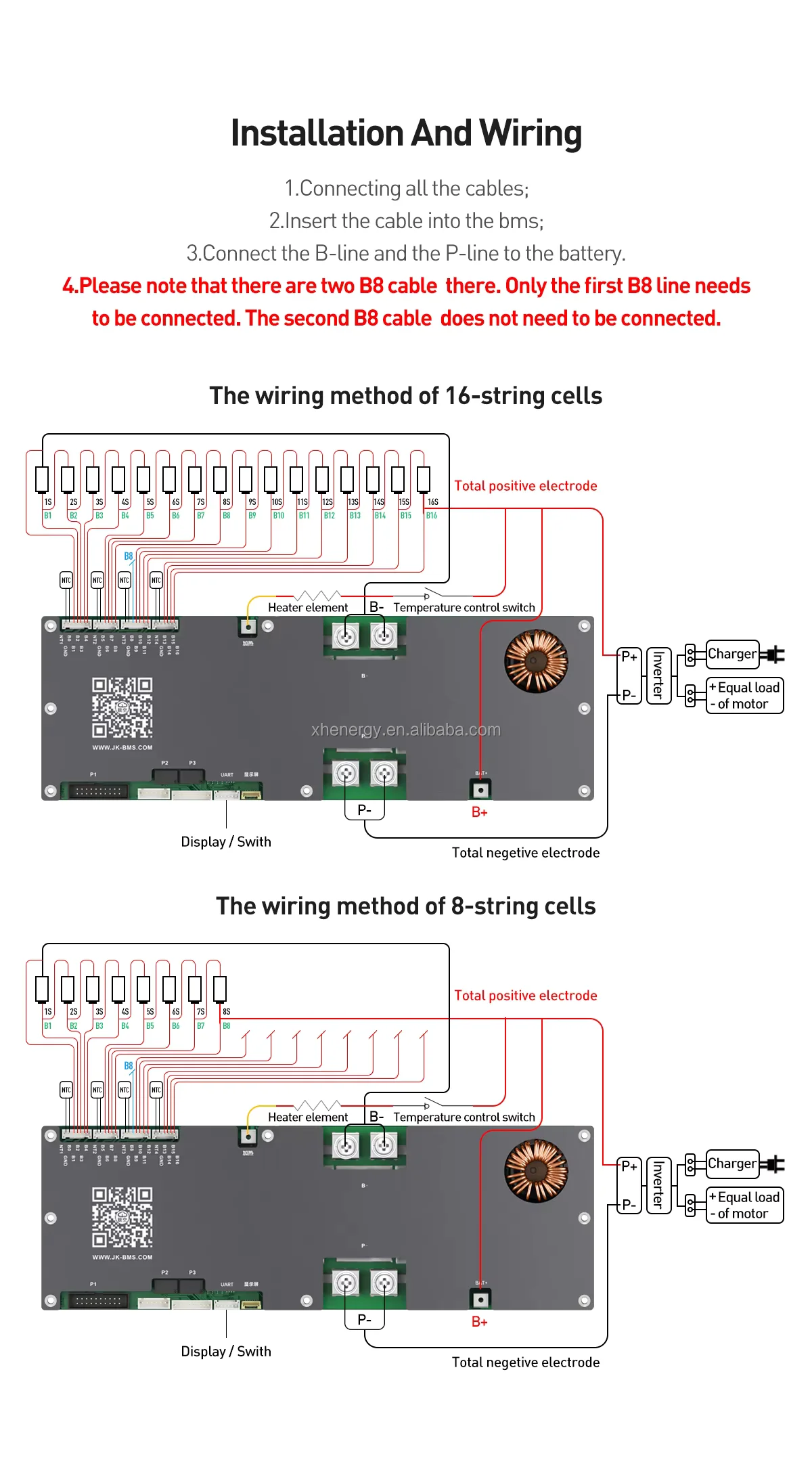 JK Inverter V19 BMS PB2A16S20P 4.3inch Display Smart Battery Management ...