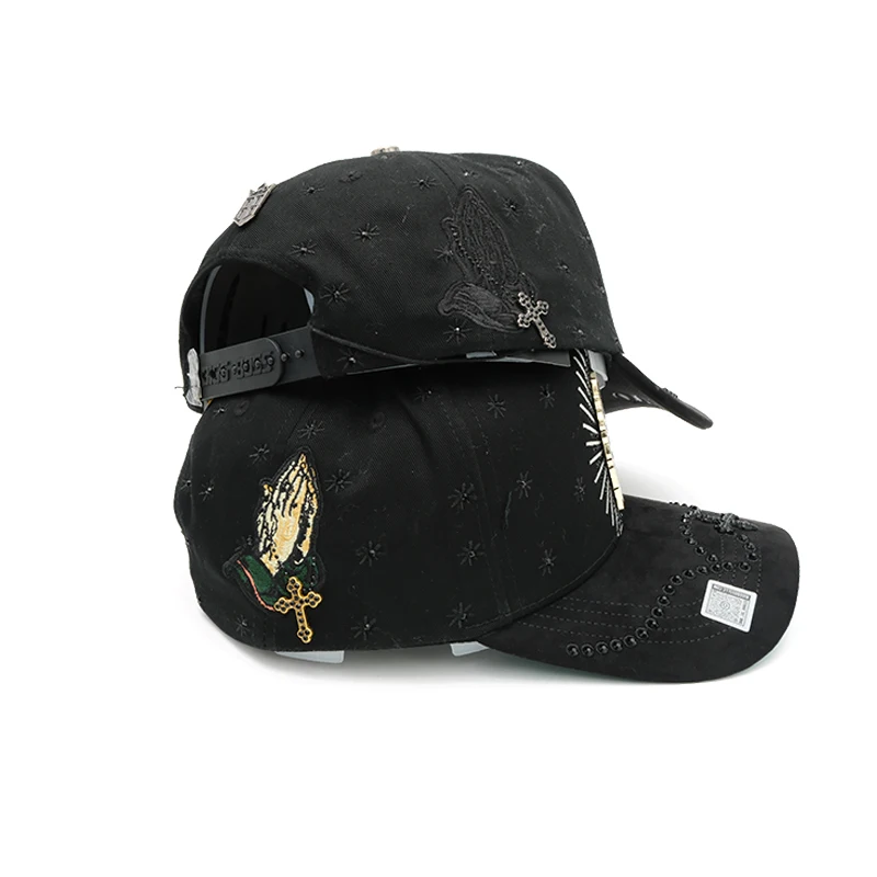 high quality Hot Selling San Judas metal Embroidery logo Rhinestone Adjustable unisex Baseball Cap for man women