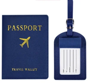 Custom PU Leather Passport Holder Luggage Tag with Hot Foil logo