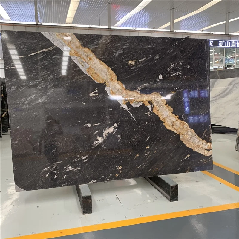 product prometheus golden black marble stone for interior decorationblack marble with golden veins tile-1