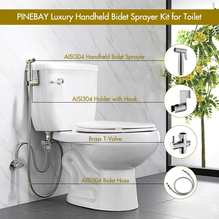 Pinebay Stainless Steel Satin Bidet Attachment Toilet Shattaf Bidet ...