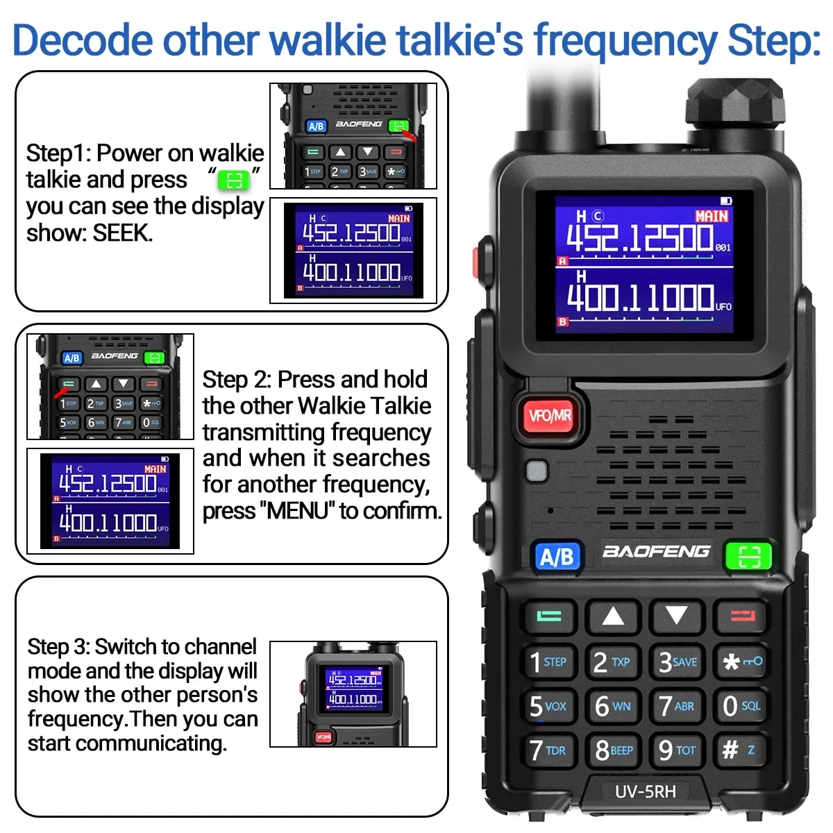 Baofeng Uv 5rh Scan Frequency10w Walkie Talkie 999ch Usb Typec Charger