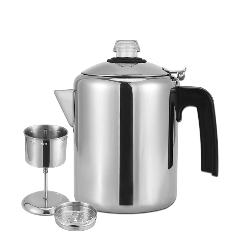 Coffee Maker Pot Brew Coffee On Fire, Grill or Stove Top Durable Stainless  Steel Material Coffee Pot for Home, Camping & Travel(1.2L)