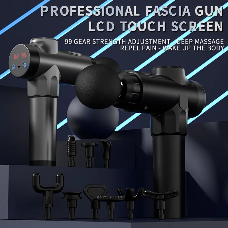 2023 Handheld 99 Speed LCD Touch Screen Fascia Gun Massagepistole Vibration Massage Gun