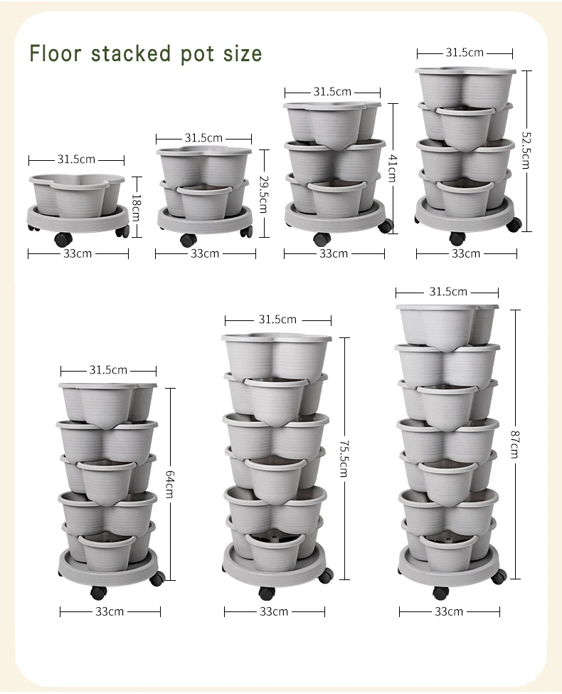 Strawberry Planter Pot Plastic Stackable Vertical Flower Pots Universal