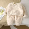 Beige-flannel pajama set