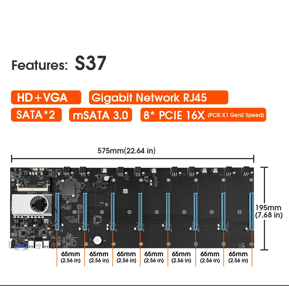 8 Graphic Cards Motherboard S37 T37 Ddr3 Hd No Riser Card Motherboard