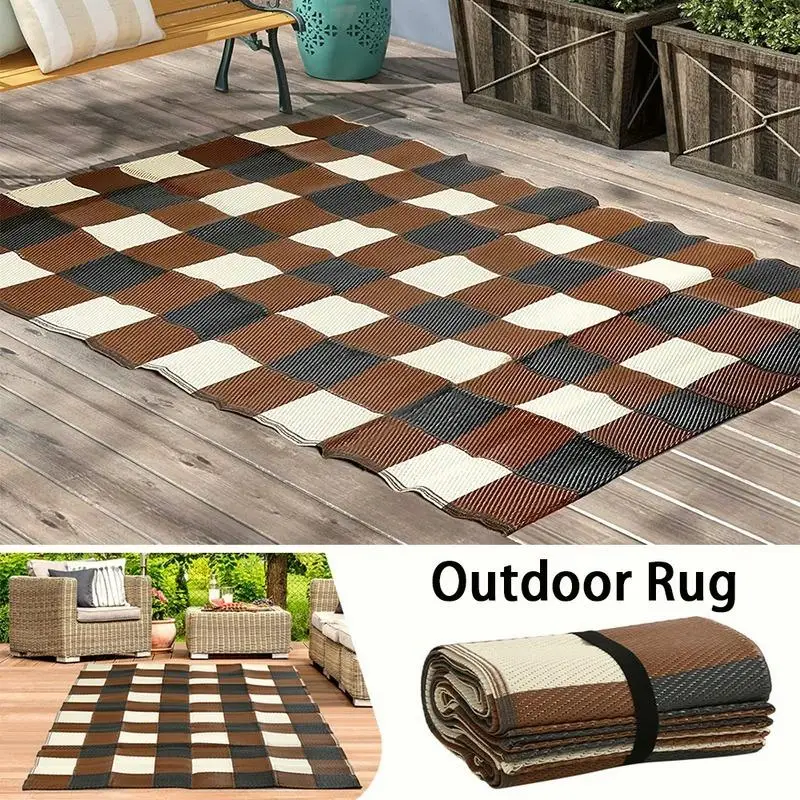 ラグ　輸入品 4.9'x6.8 '屋外ラグ簡単クリーニングリバーシブルマット防水