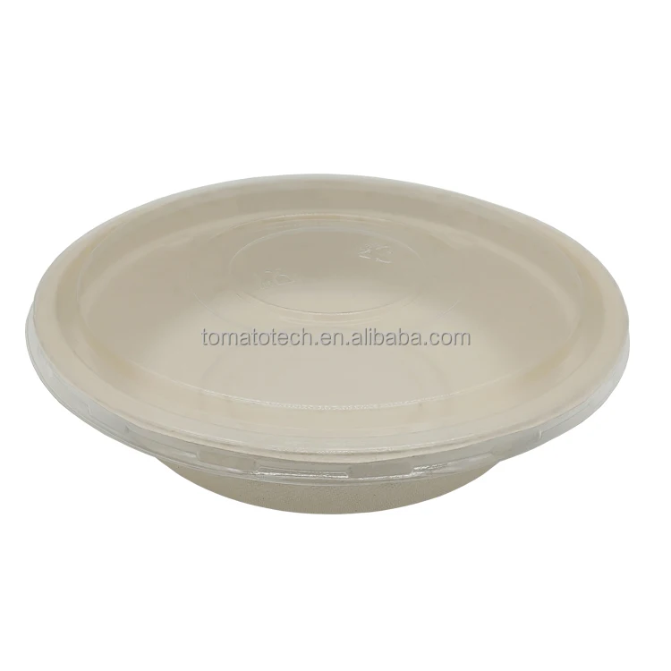 Takeout Compostable 800ml Disposable Bagasse Bamboo Pulp Fiber Round ...