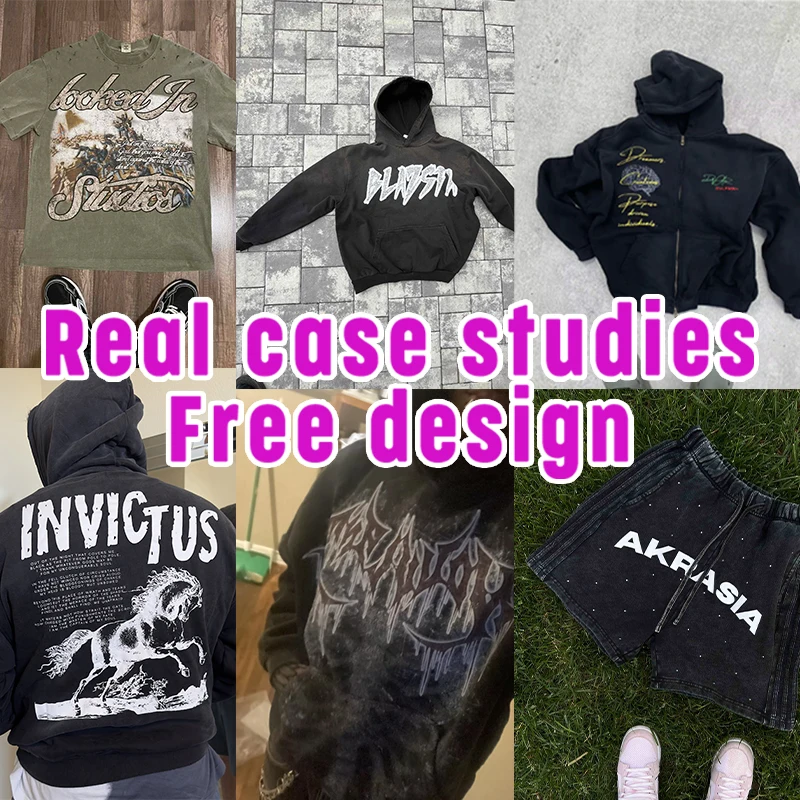 Heavyweight Custom Oversized Distressed Acid Wash Zip up Blank Plain Canvas Patch Embroidery Printing Vintage Pullover Hoodies