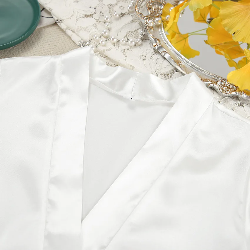 2026 Satin Comfortable Feather Pajamas Women's Autumn Thin Set Cross-border Nightgown Homewear with Braces Set — detail