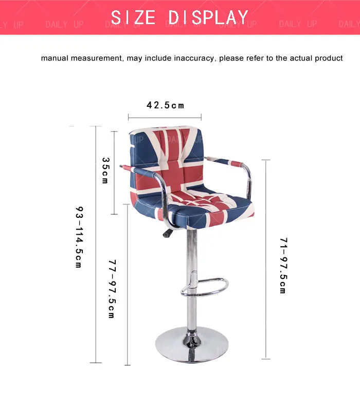 Factory Sale Adjustable High Bar Chair With Armrests And Footrest Low Back Swivel Counter Stool For Home Bar And Kitchen Dining