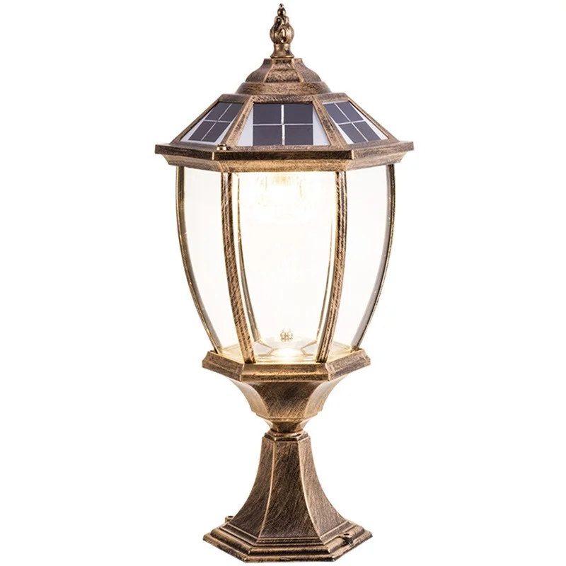 Classical Pillar Light LED Waterproof IP65 Fixtures for Home Garden Courtyard Solar Lamp Post Outdoor