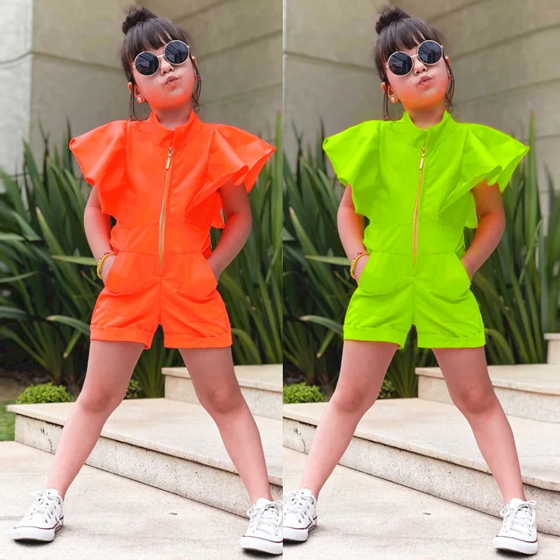Children Girls Zipper Jumpsuit Casual Long Frock Pants Baby Girl Fly