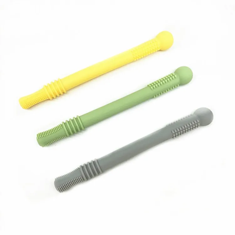 Food  Grade Hollow Teether Tubes, Silicone Baby Teething Toys