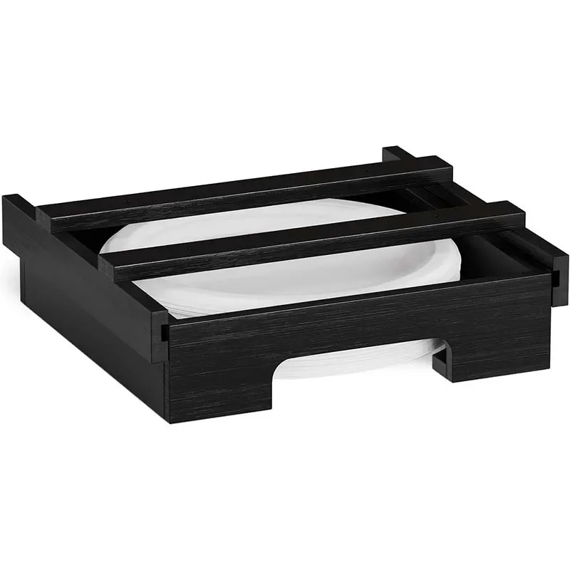 Kitchen Counter Vertical Bamboo Wood Paper Plate Utensil Holder Organizer Dispenser Under