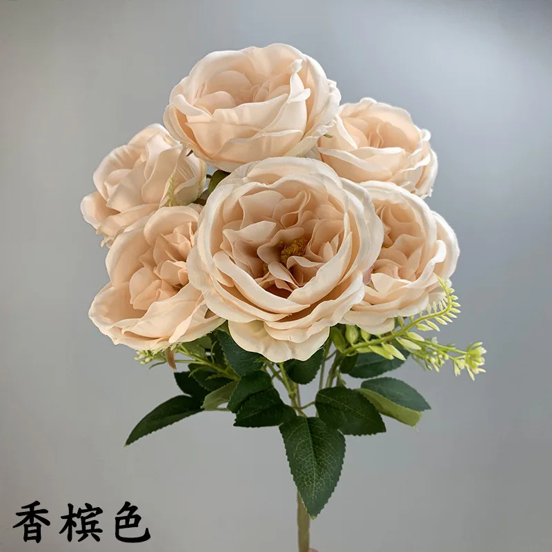 Snrs48 Wedding Home Florals Flower Arrangement 7 Heads Silk Austin Rose Bouquet Fall Autumn