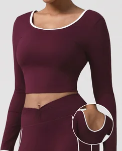 Hot Selling Active Wear  Long Sleeve Running Yoga Top Quick Dry Slim Fit T Shirt Tops For Women