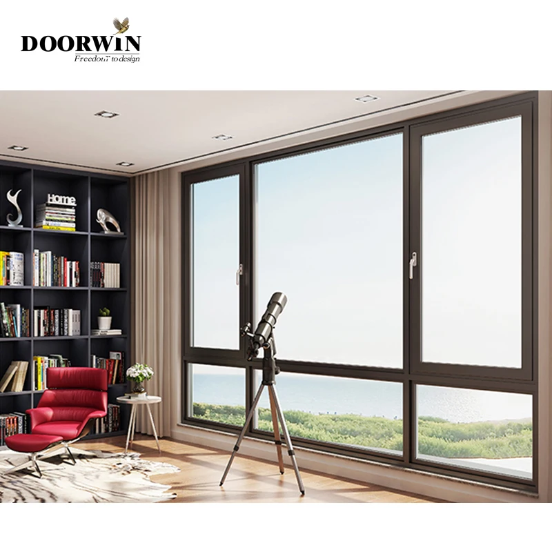 Energy Efficiency Aluminum Tilt Turn Windows Ultra Large Glass Heat Insulated Aluminum Extra Slim Frame Windows