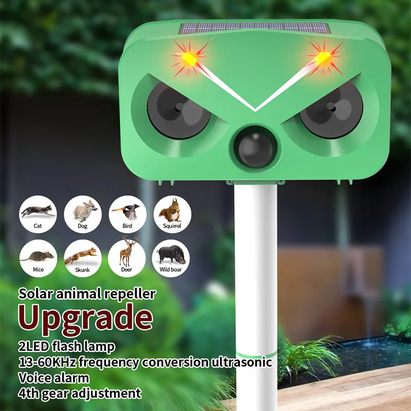 SAIJZEK OEM New Design Outdoor Waterproof RIP Sensor Electric Solar Ultrasonic Pest Repeller Dog Cat Rodent Bird repeller