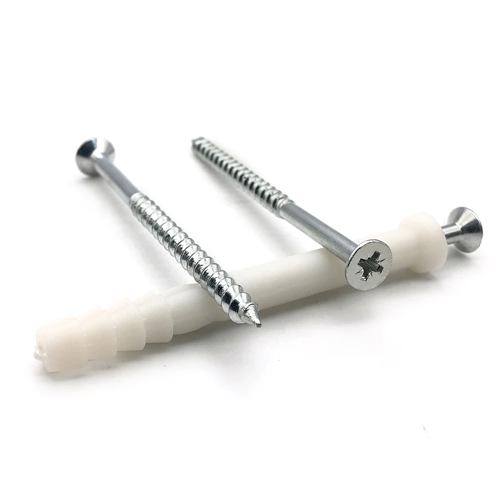 China Factory Price Flat Head Expansion Fixing Screw M8*80MM Steel Self Tapping Screws Plastic Wall Plug
