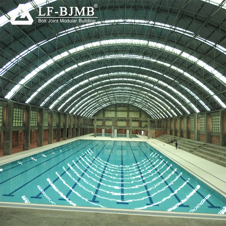 LFBJMB Space Truss Curved Metallic Prefab Steel Structure Swimming Pool Roof