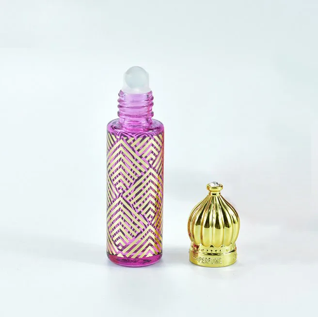 product arabia dubai wholesale 6ml cylindrical car glass perfume bottle car ornament round gold attar oud oil essential oil bottle-28