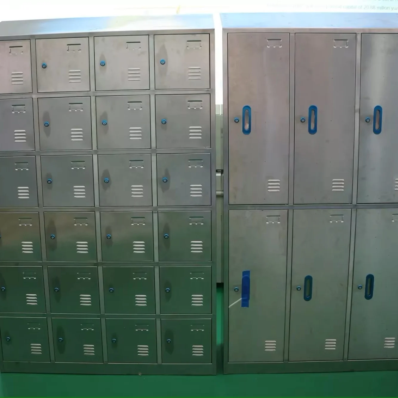 Durable stainless steel locker rooms for factory workers and sanitation controlled areas