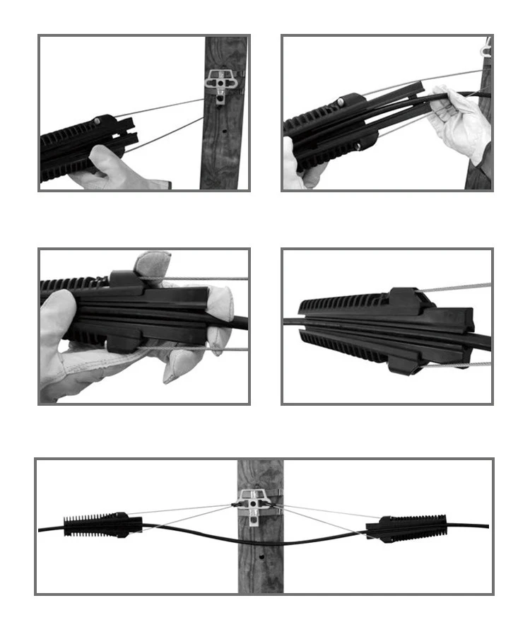 UV Resistant Black PA66 Fiber Glass Plastic Dead End Strain Tension Clamp For ADSS Cable 6-8mm Conductor Diameter