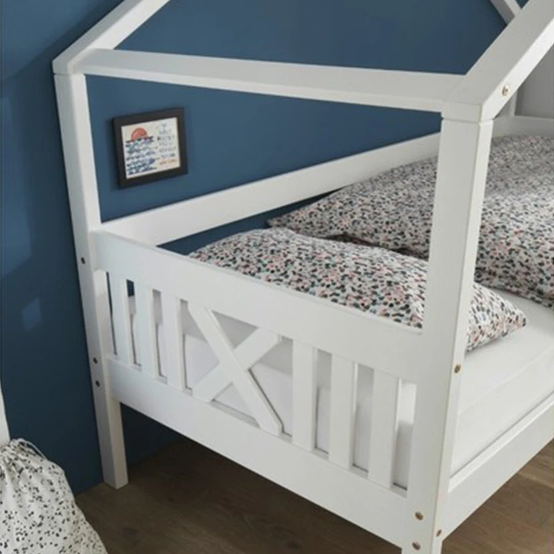 Phoenix Home Modern White Wooden Children Beds for Girls-Safety Design for Hotel Bedroom School & Apartment Use Easy Assembly