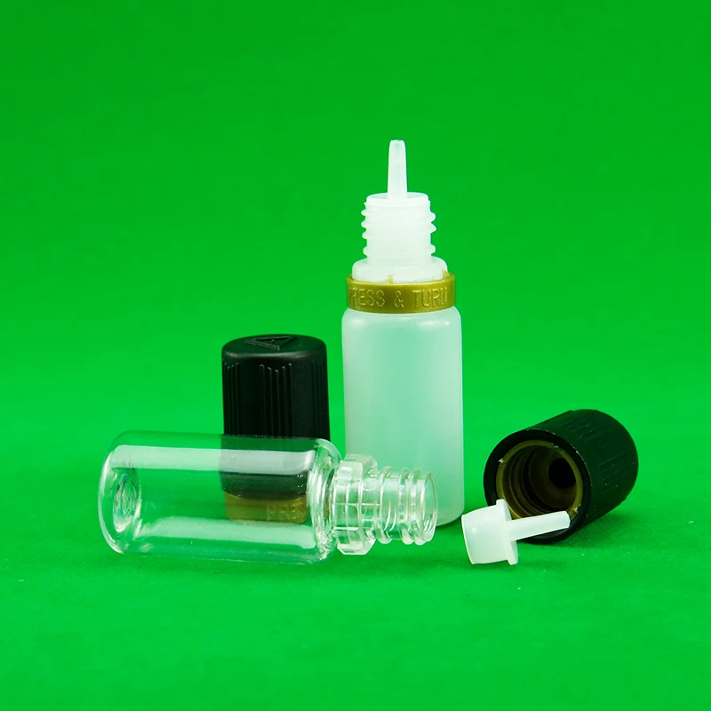 10ml PET/PE plastic liquid essential oil bottles white eye dropper bottle with custom cap/logo/color