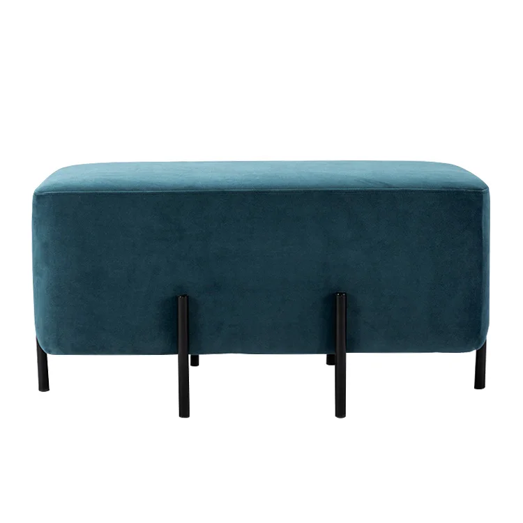 Wholesale Fashion Custom Multi-functional Luxury Blue Bench Chair Ottoman