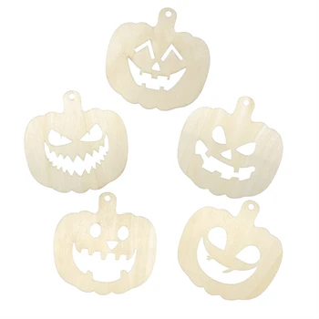 Kit De 36 Citrouilles En Bois à Peindre Pour Halloween - 9 Motifs, 8,5x8,2 Cm - Décorations Suspendues, Activités Manuelles Enfants