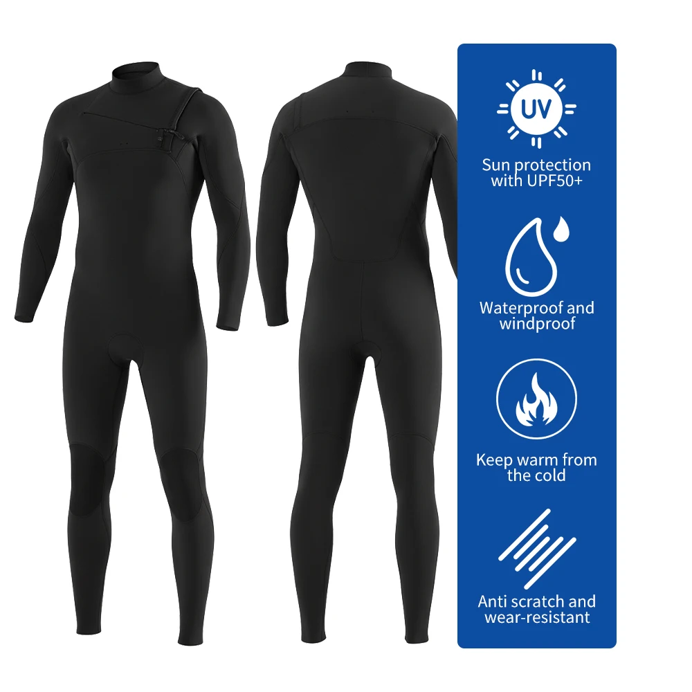 Engros 4/3mm Neopren Brystzip Surfvandskioldrag En del Kalkstens Snorkeldrag med Høj Elasticitet til Mænd