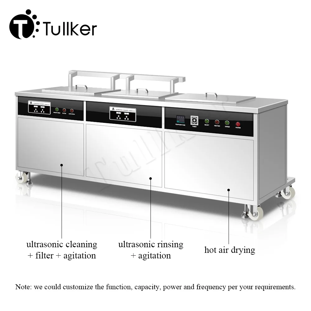 Tullker Three Station Ultrasonic Cleaner Bath Bathtub Agitation Cylinder Head Carburetor Injector Industrial Cleaning Machine