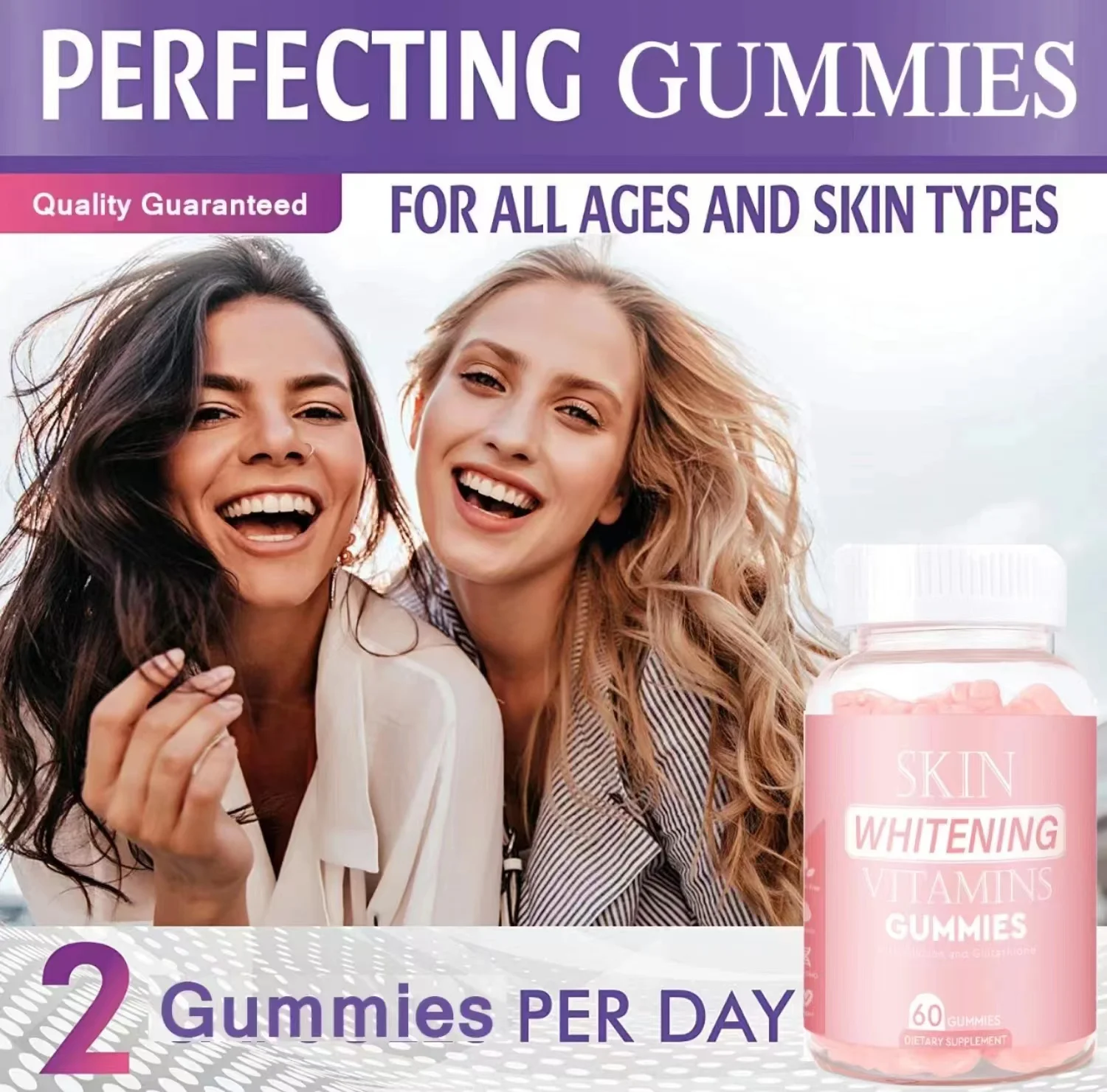 OEM Private Label Gluta Skin Gummies Whitening Glow Brightening Acne Marks Light Spot Collagen Adults