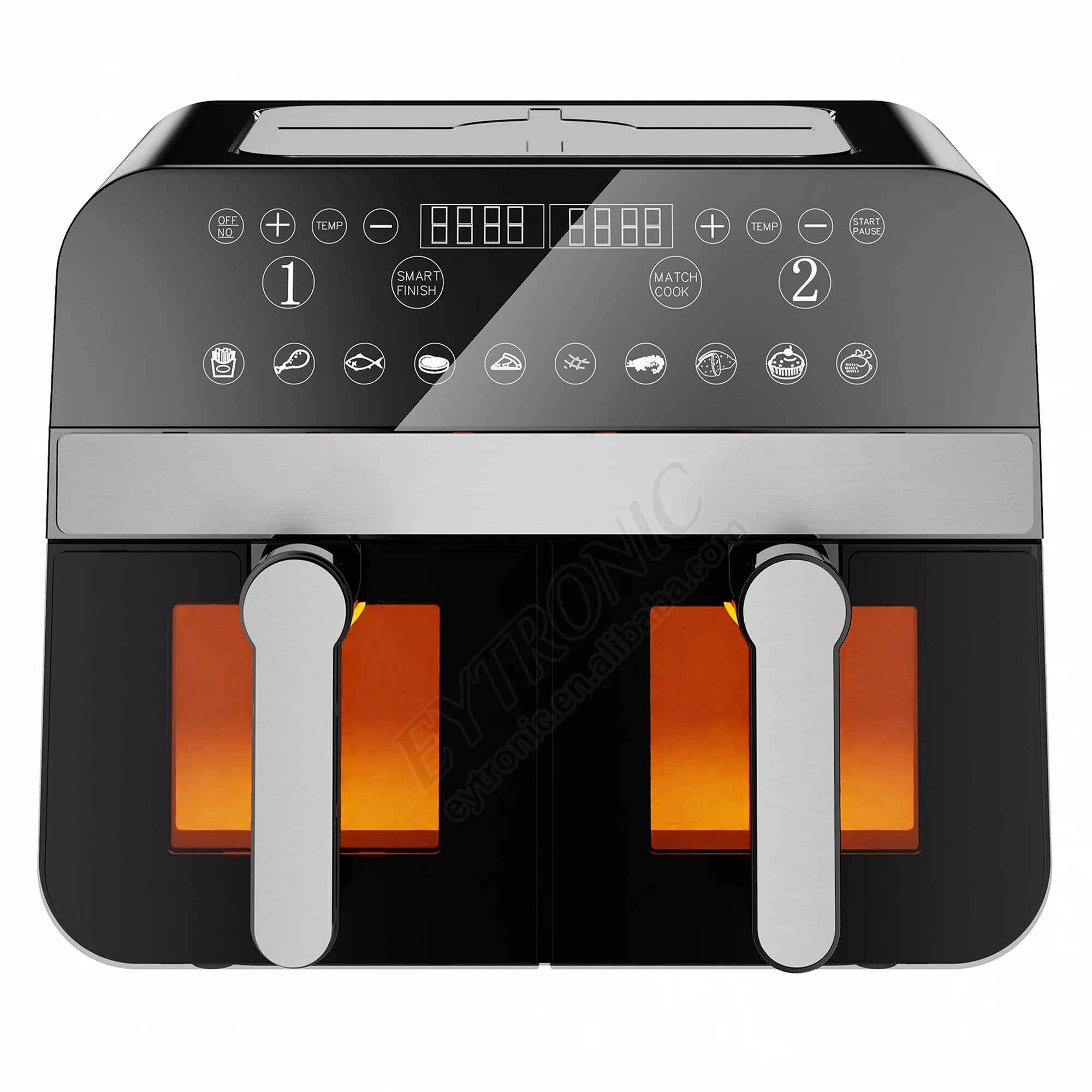 2024 Newest Colorful Digital Screen 8L 9L 10L Large Capacity Oven Air Fryer With Dual Zone Basket Intelligent Kitchen Appliances